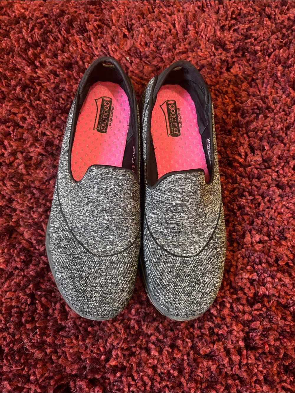 Skechers gray and black Go flex Walk Shoes with Pink Insole size 8.5